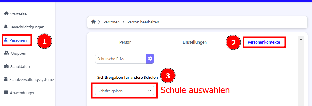 Sichtfreigabe für eine Person erstellen