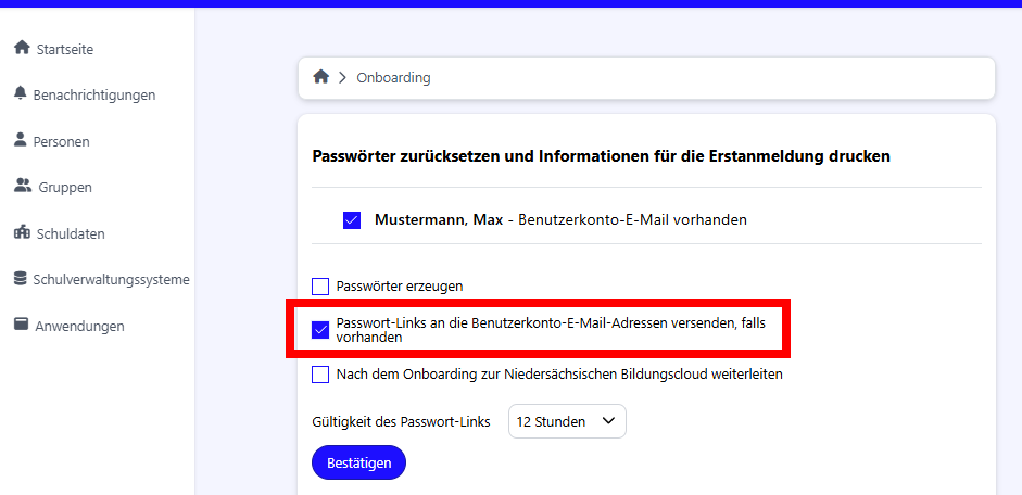 Benutzerkonto-E-Mail zum Versenden benutzen