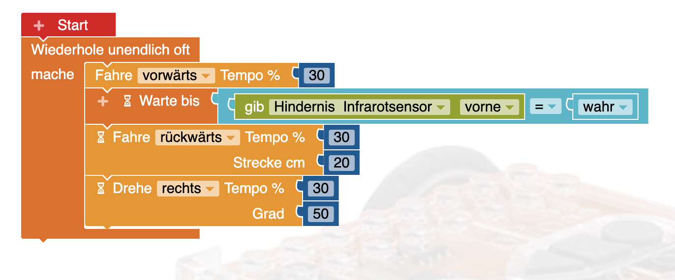 Der Block-Code mit OpenRoberta