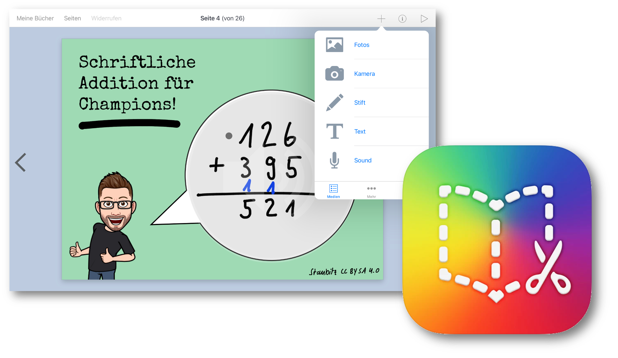 Grafik zeigt einen Screenshot der App Book Creator.