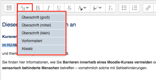 Absatzformate statt Schriftgröße