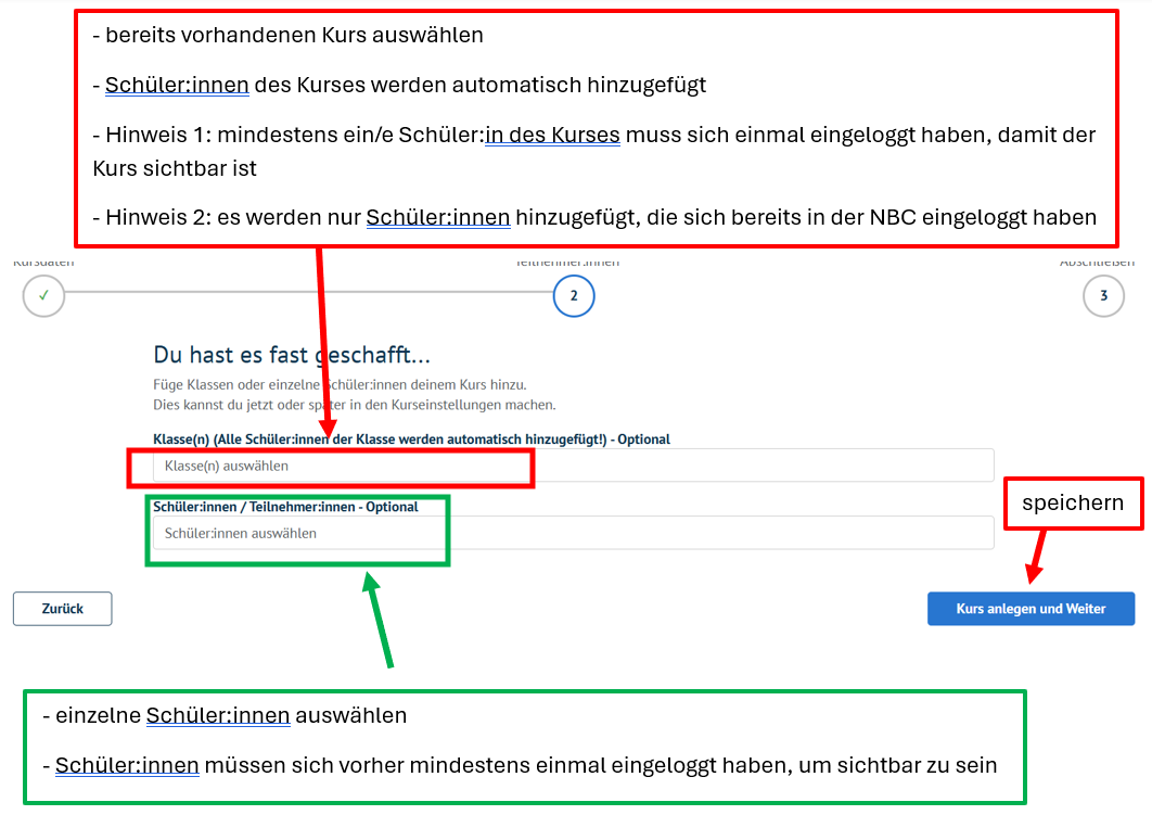 Schüler:innen hinzufügen