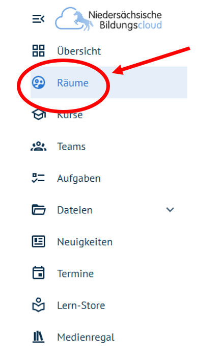 Menüpunkt Räume wählen