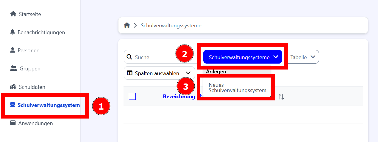 Neues Schulverwaltungsprogramm aufrufen