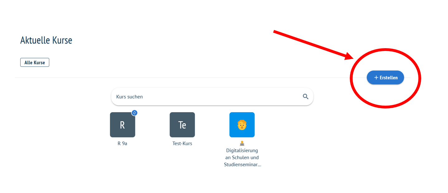 Button "Erstellen" im rechten Bereich
