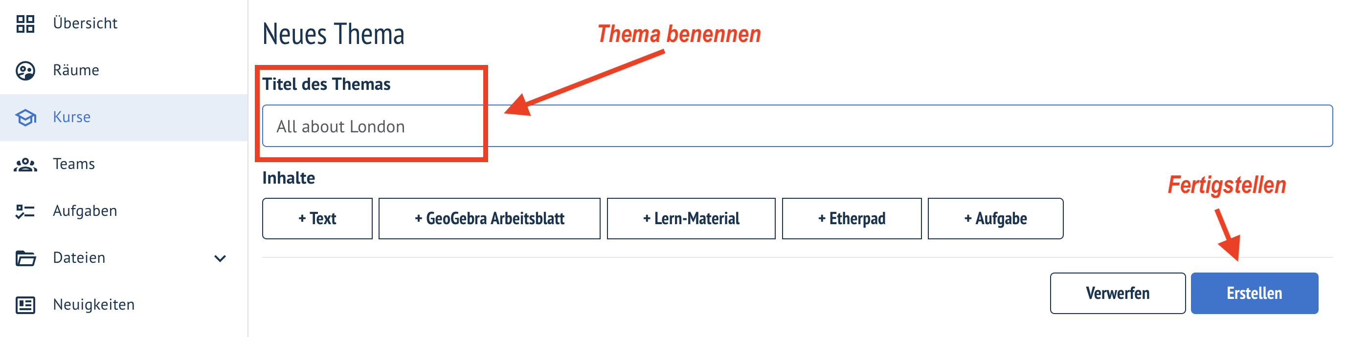 Thema benenen