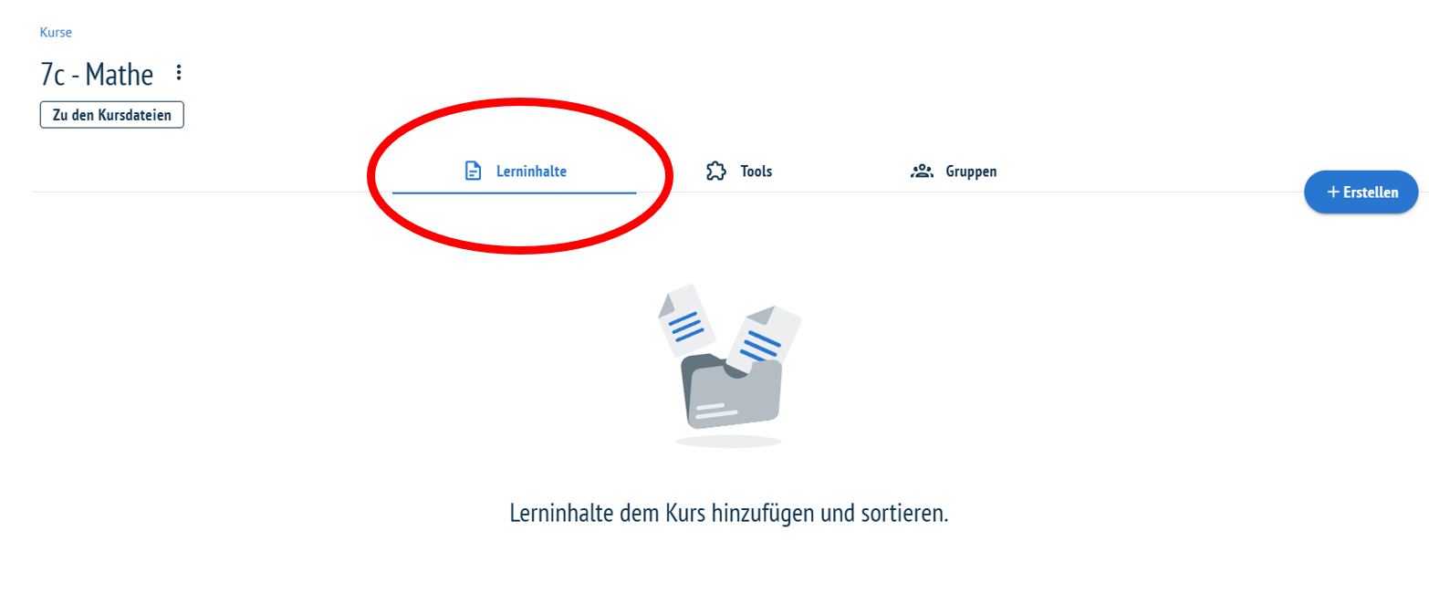 Bereich "Lerninhalte"