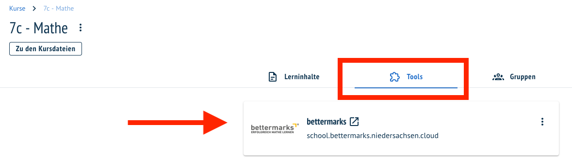 Bettermarks unter Tools auffindbar