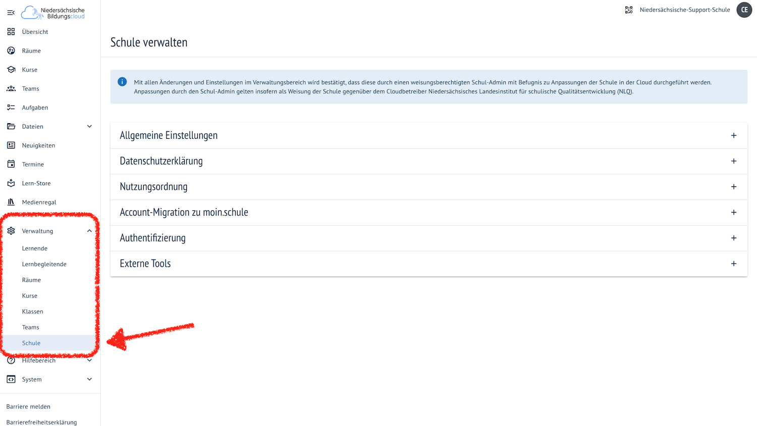 Screenshot Verwaltung