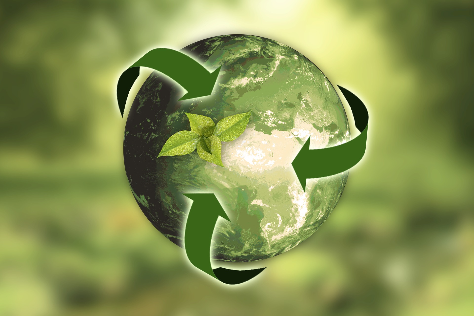 Erde mit Pfeilen und Nachhaltigkeit