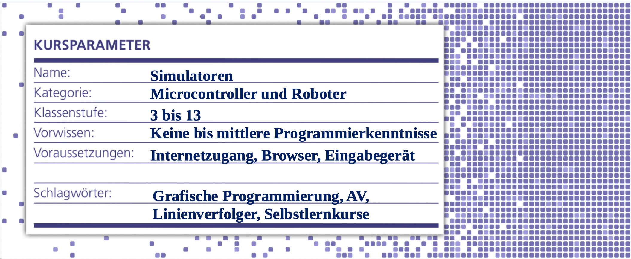 Kursparameter für Simulatorenkurs